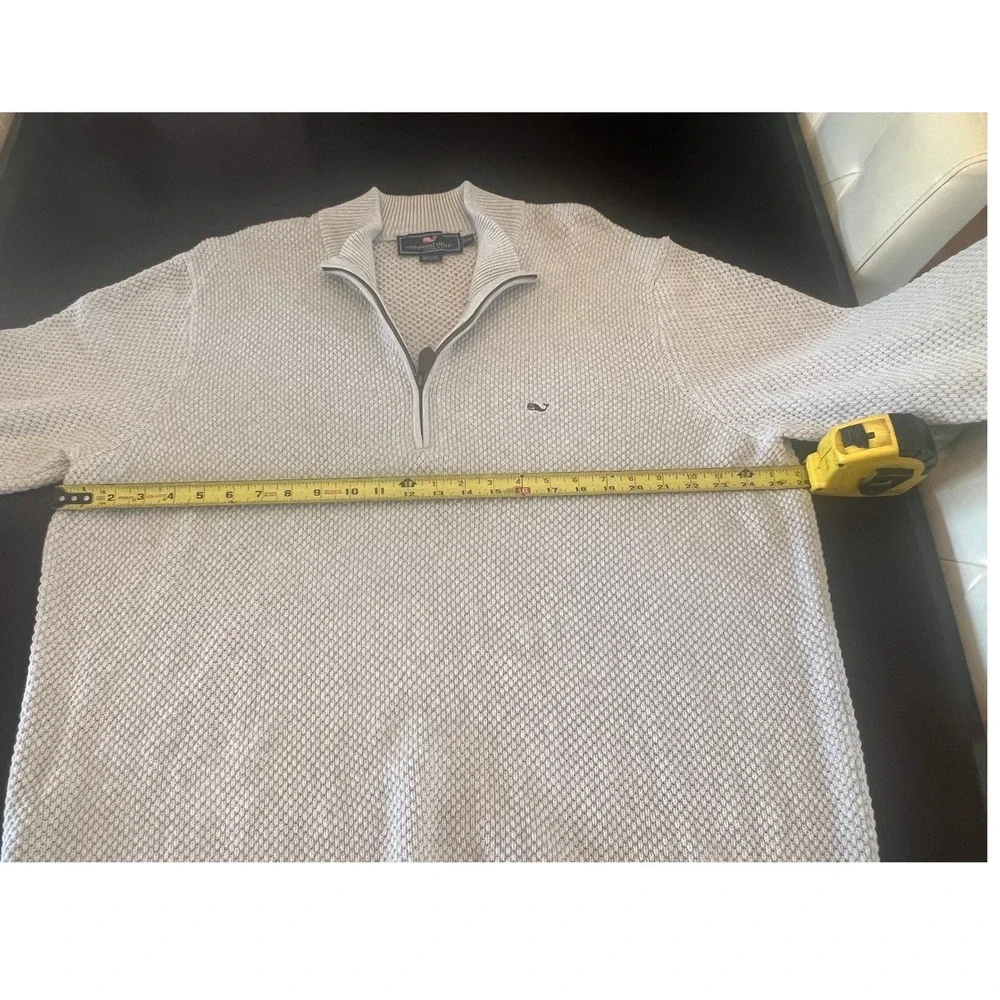 Vineyard Vines Mens XXL Oatmeal Beige Textured Cotton Quarter Zip Sweater